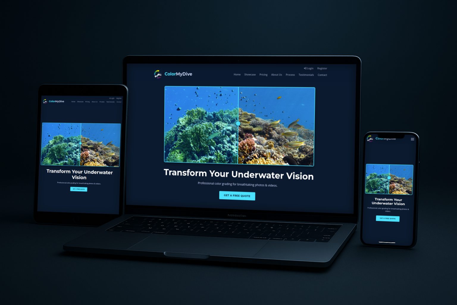 ColorMyDive Website Mockup