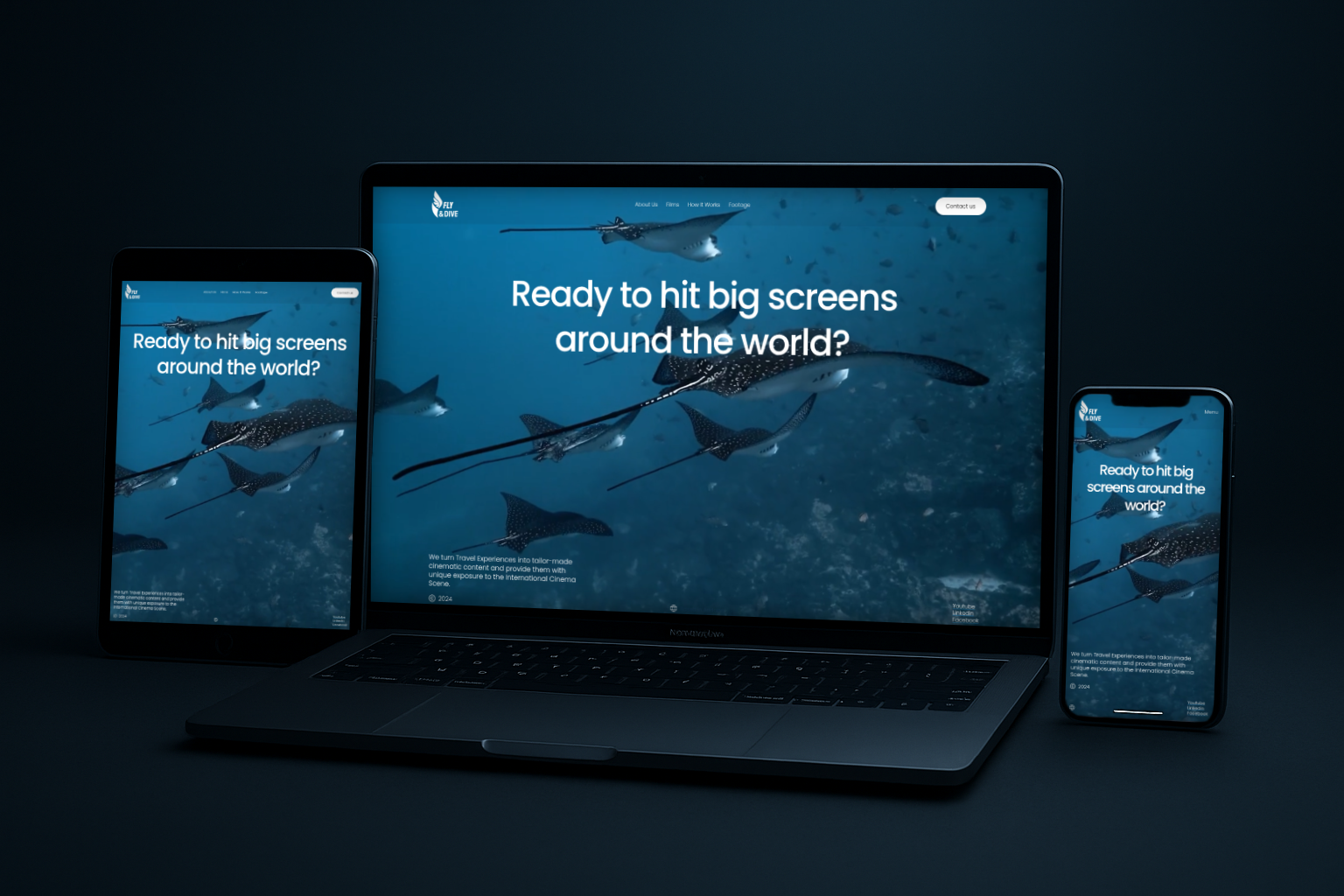 Fly And Dive Website Mockup
