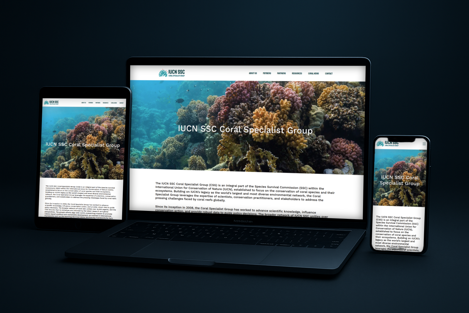 IUCN Coral Specialist Group Website Mockup